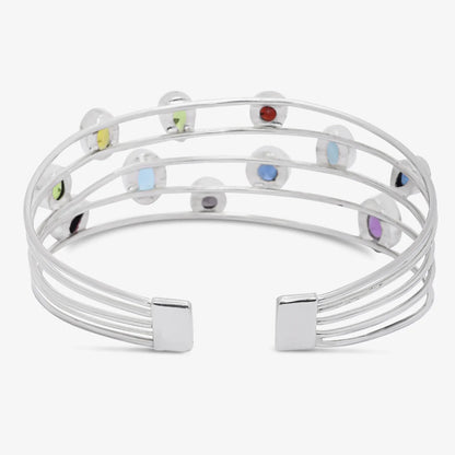 Designer Multicolor Silver Cuff Bracelet - Tweov Jewels