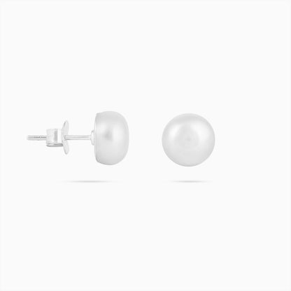 Pure Silver Studs - Snowy White Pearl - Tweov Jewels