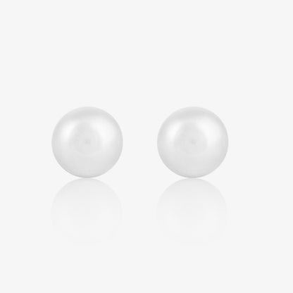 Snowy White Pearl Silver Studs