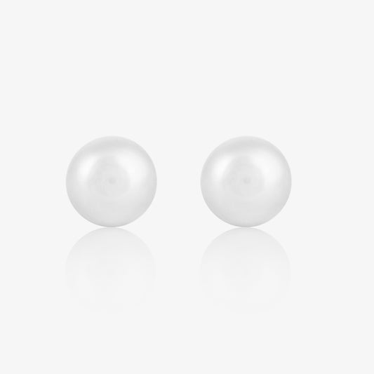 Snowy White Pearl Silver Studs