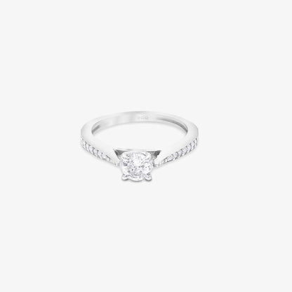 Round Solitaire Silver Ring - Tweov Jewels