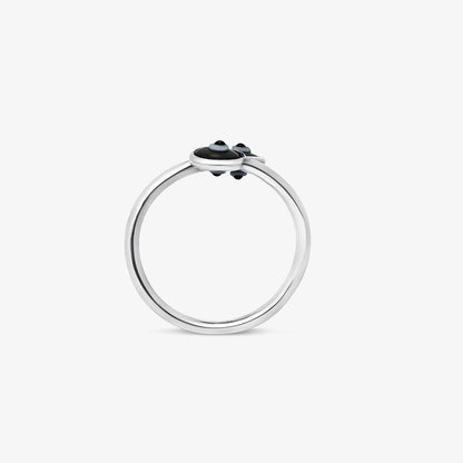 Silver Black Evil Eye Band Ring - Tweov Jewels