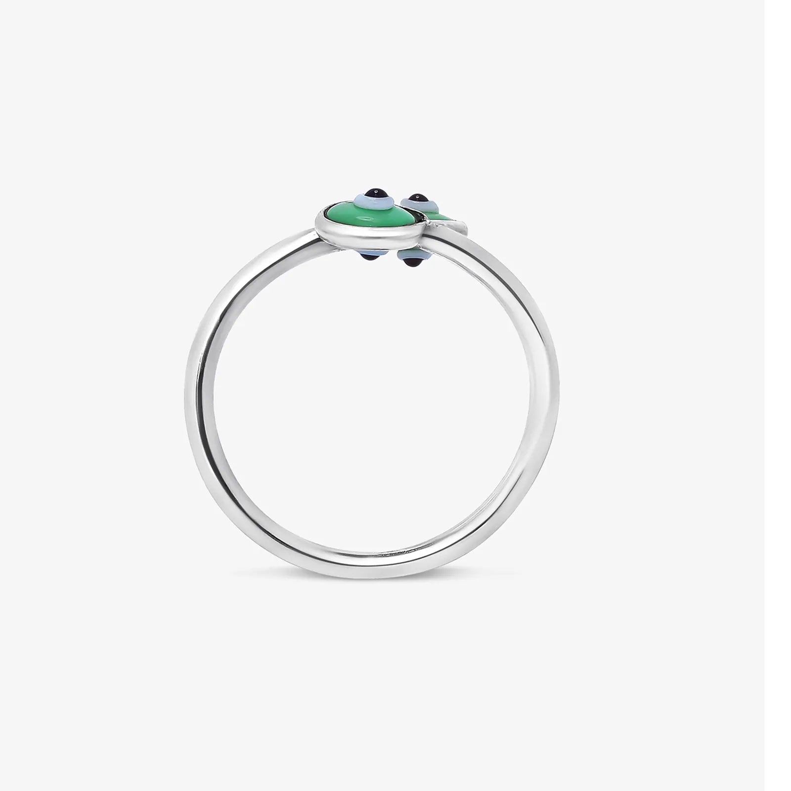 Silver Green Color Evil Eye Ring - Tweov Jewels