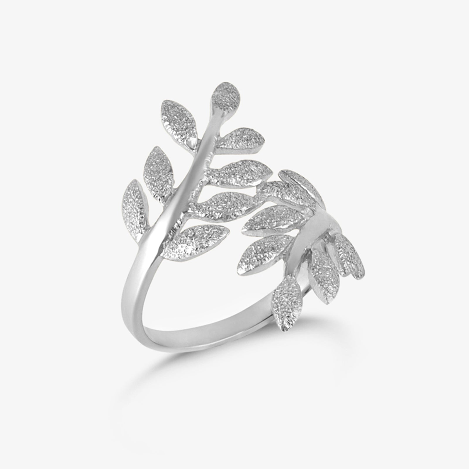 Silver Simple Leaf Branch Silver Ring