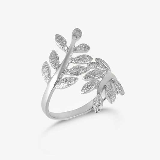 Silver Simple Leaf Branch Silver Ring