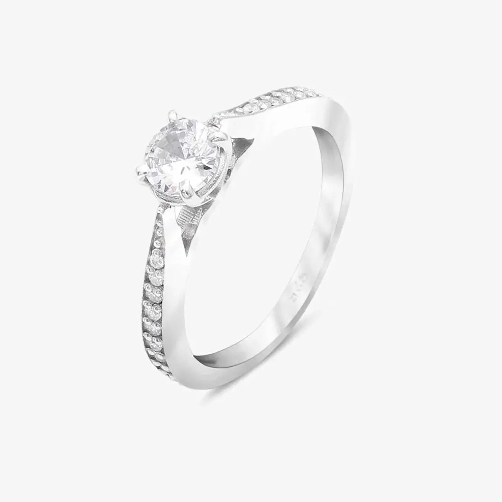 Round Solitaire Silver Ring - Tweov Jewels