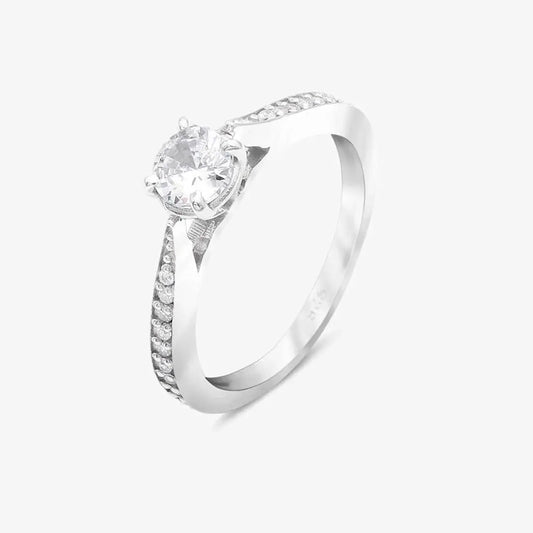 Round Solitaire Silver Ring - Tweov Jewels