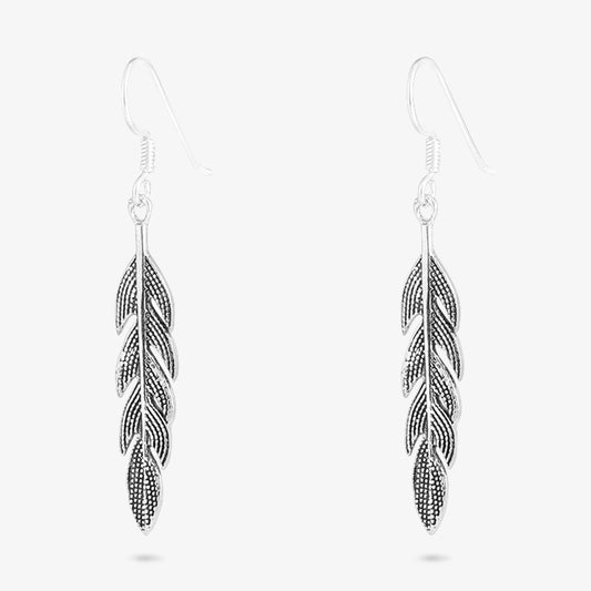 Pure Silver Earrings - Oxidized Leaf Model - Tweov Jewels