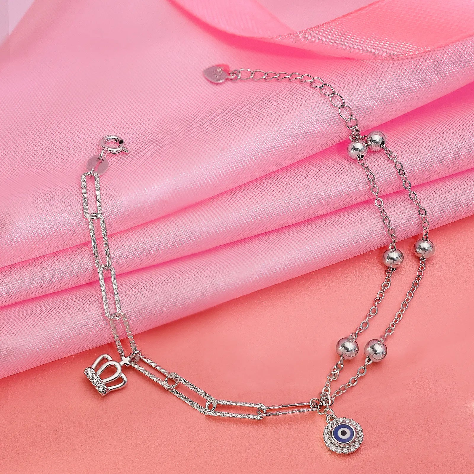 Evil Eye Queen Silver Chain Bracelet - Tweov Jewels