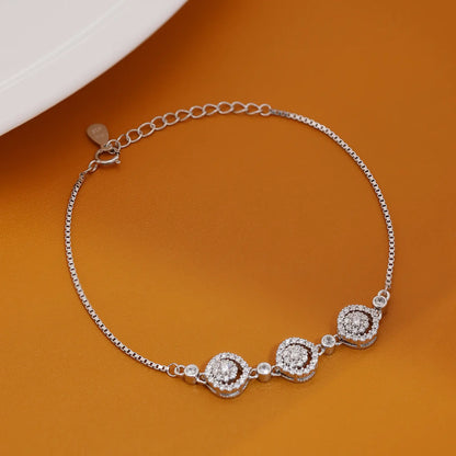 Triple Floral Silver Chain Bracelet - Tweov Jewels