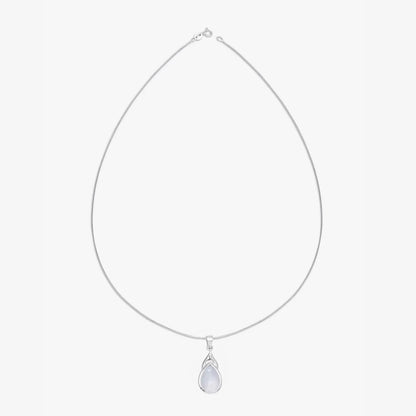 White Drop Leaf Silver Pendant & Earring Set - Tweov Jewels
