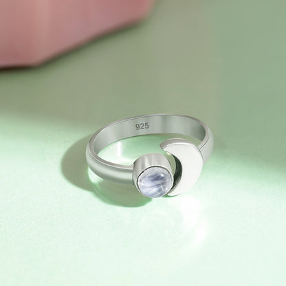 Half Blue Moon Silver Ring