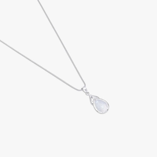White Drop Leaf Silver Pendant & Earring Set - Tweov Jewels