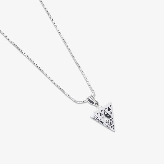 Pyramid Design Triangle Silver Pendant - Tweov Jewels