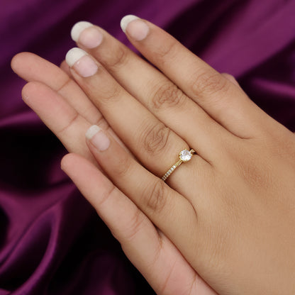 Gold Plated Round Solitaire Silver Ring