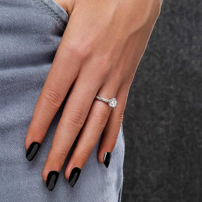 Round Solitaire Diamond Silver Ring - Tweov Jewels
