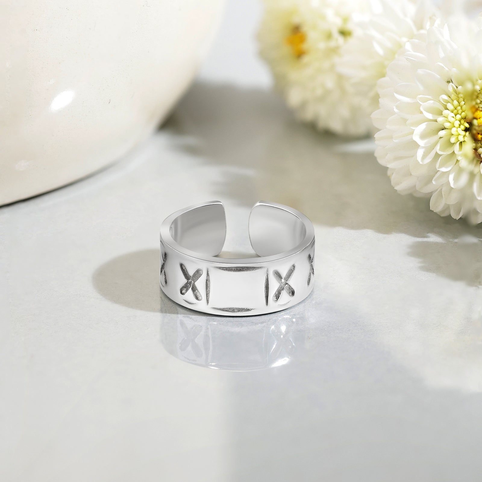 Adjustable Open Silver Band Ring
