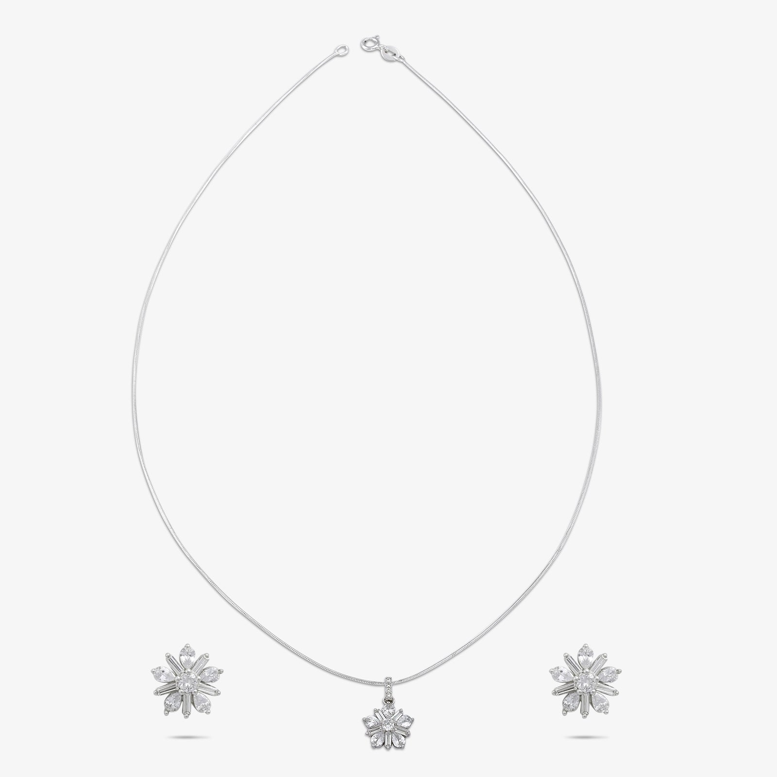 CZ Pendant Necklace & Earrings Set for Women
