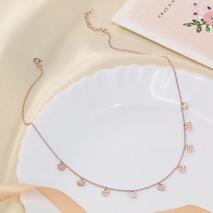 Rose Gold Plated Circular Charm Rope Chain - Tweov Jewels