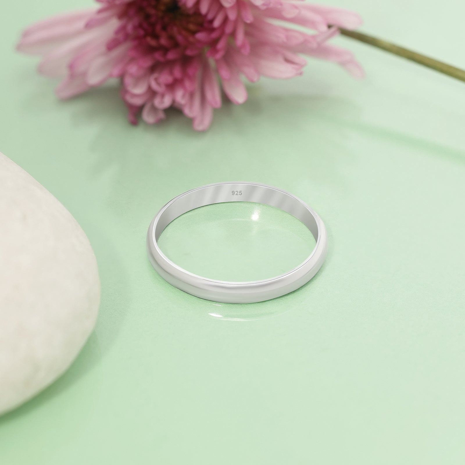Silver Plain Thin Band Ring