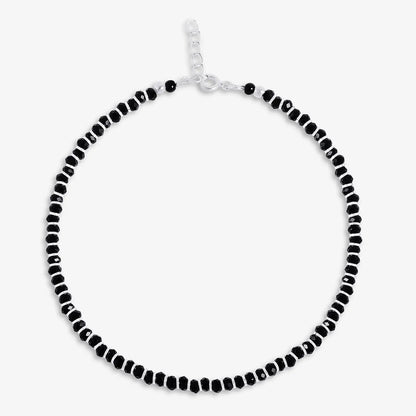 Black Beads Silver Anklet - Tweov Jewels
