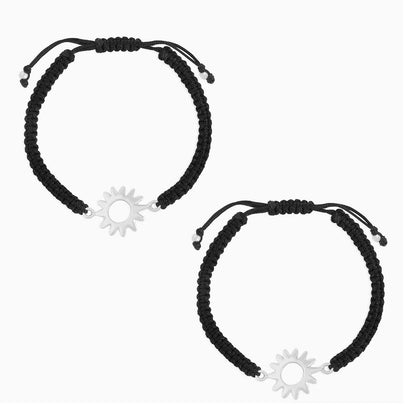 Sun Design Silver Black Thread Anklet - Tweov Jewels