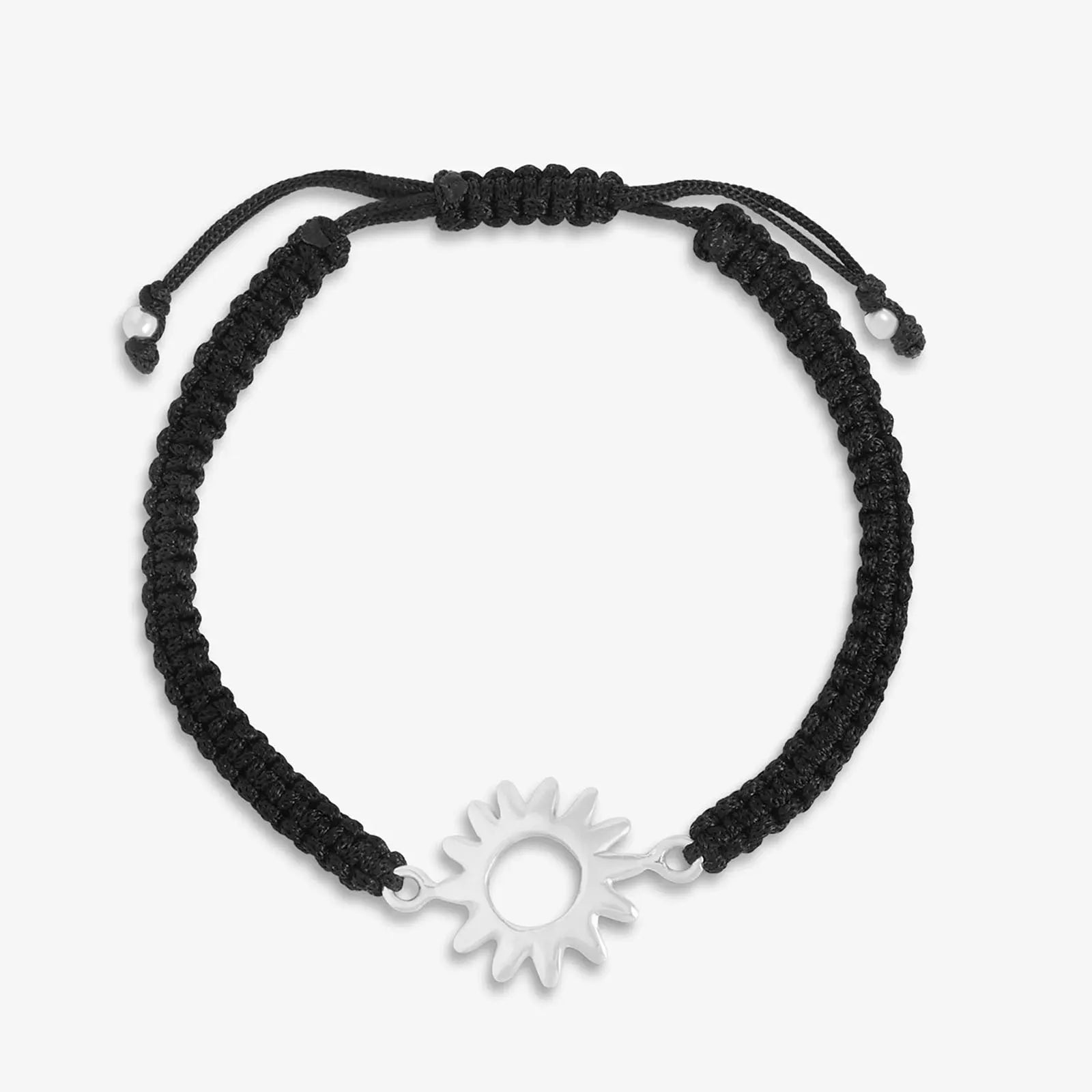 Sun Design Silver Black Thread Anklet - Tweov Jewels