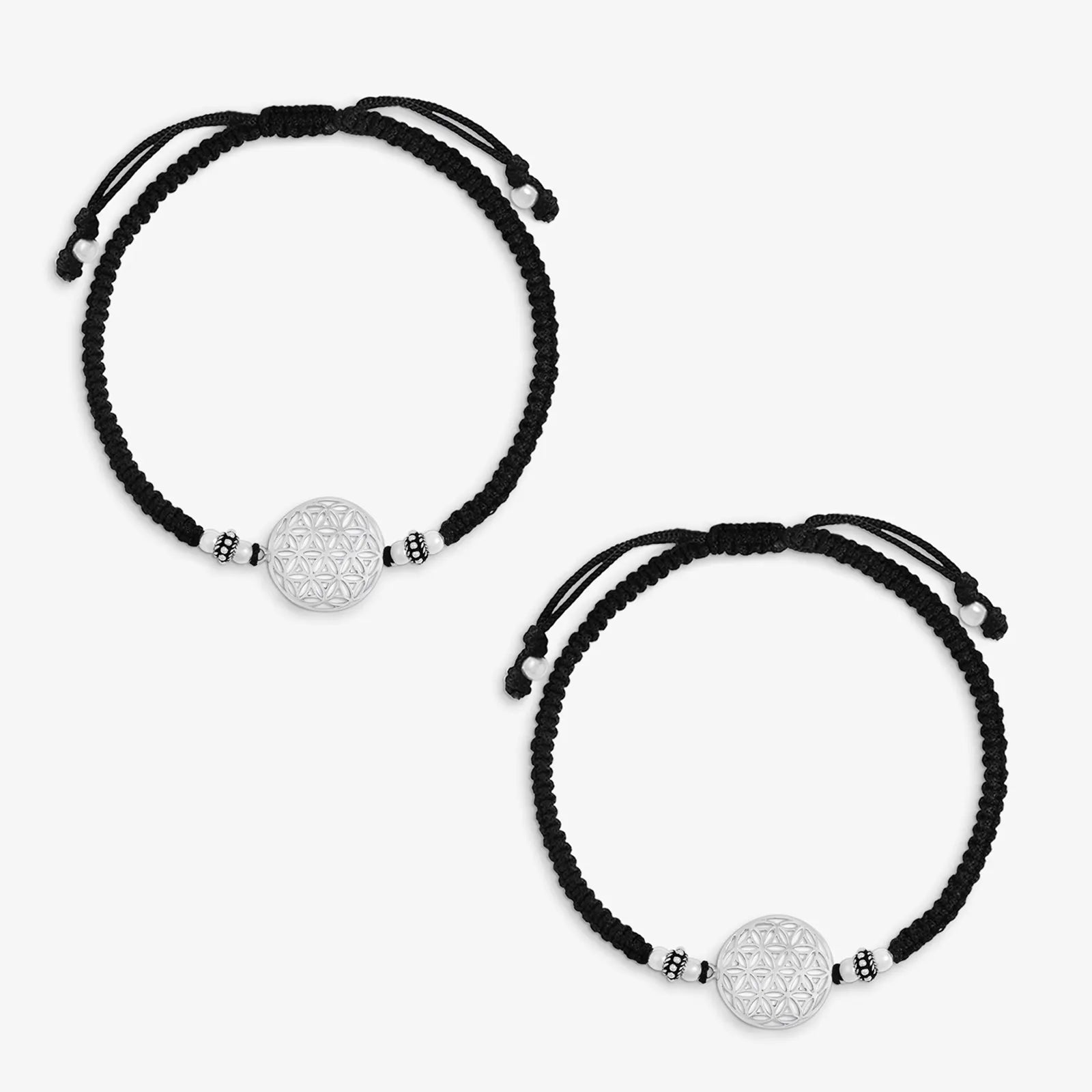Silver Mandala Black Thread Anklet - Tweov Jewels