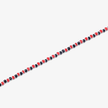 Red & Black Beads Silver Anklet - Tweov Jewels