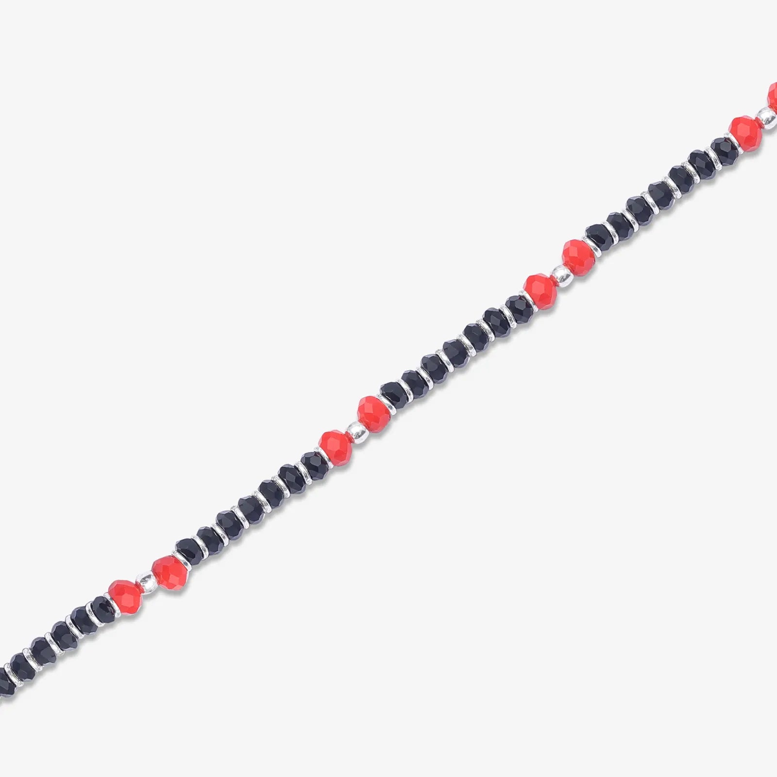 Beaded Red & Black Silver Anklet - Tweov Jewels