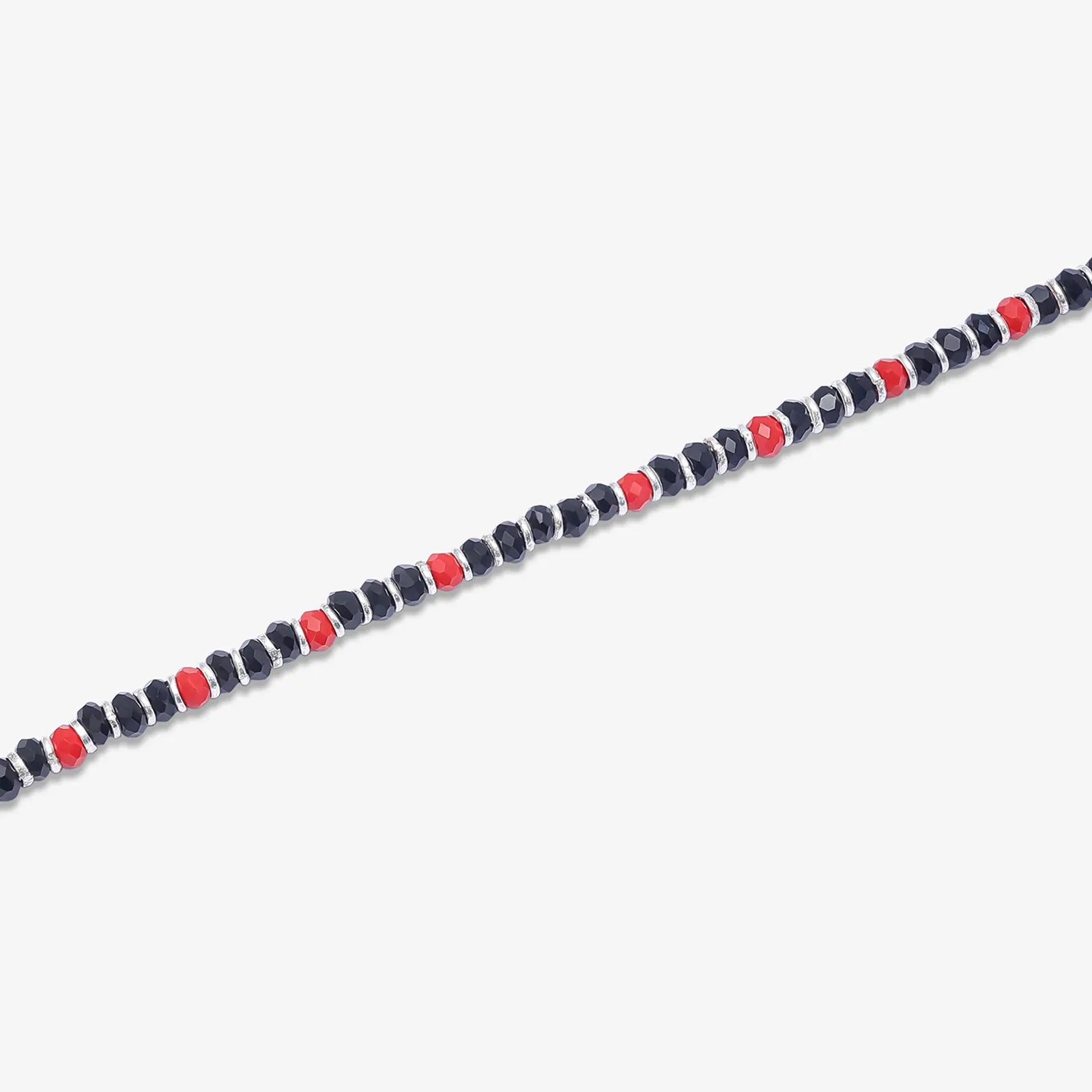 Trendy Red & Black Beads Silver Anklet - Tweov Jewels