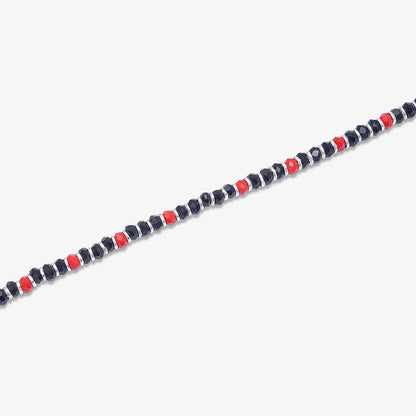 Trendy Red & Black Beads Silver Anklet - Tweov Jewels