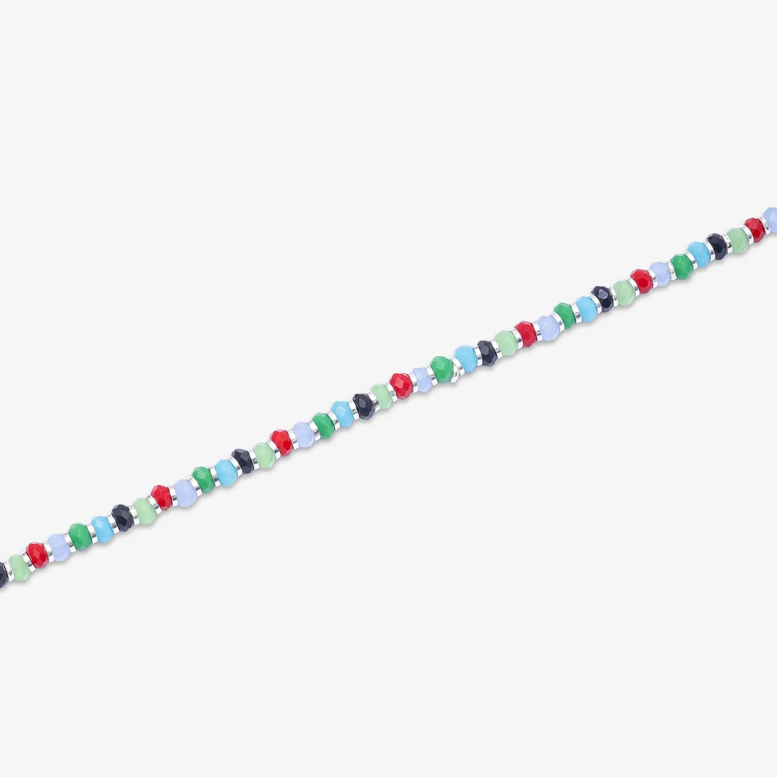 Multicolor Crystal Beads Silver Anklet - Tweov Jewels