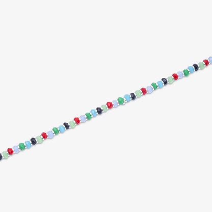 Multicolor Crystal Beads Silver Anklet - Tweov Jewels