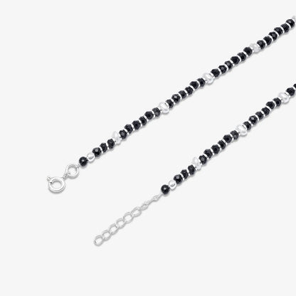 Classy White and Black Beads Silver Anklet - Tweov Jewels