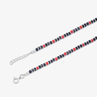 Trendy Red & Black Beads Silver Anklet - Tweov Jewels