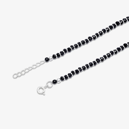 Black Beads Silver Anklet - Tweov Jewels