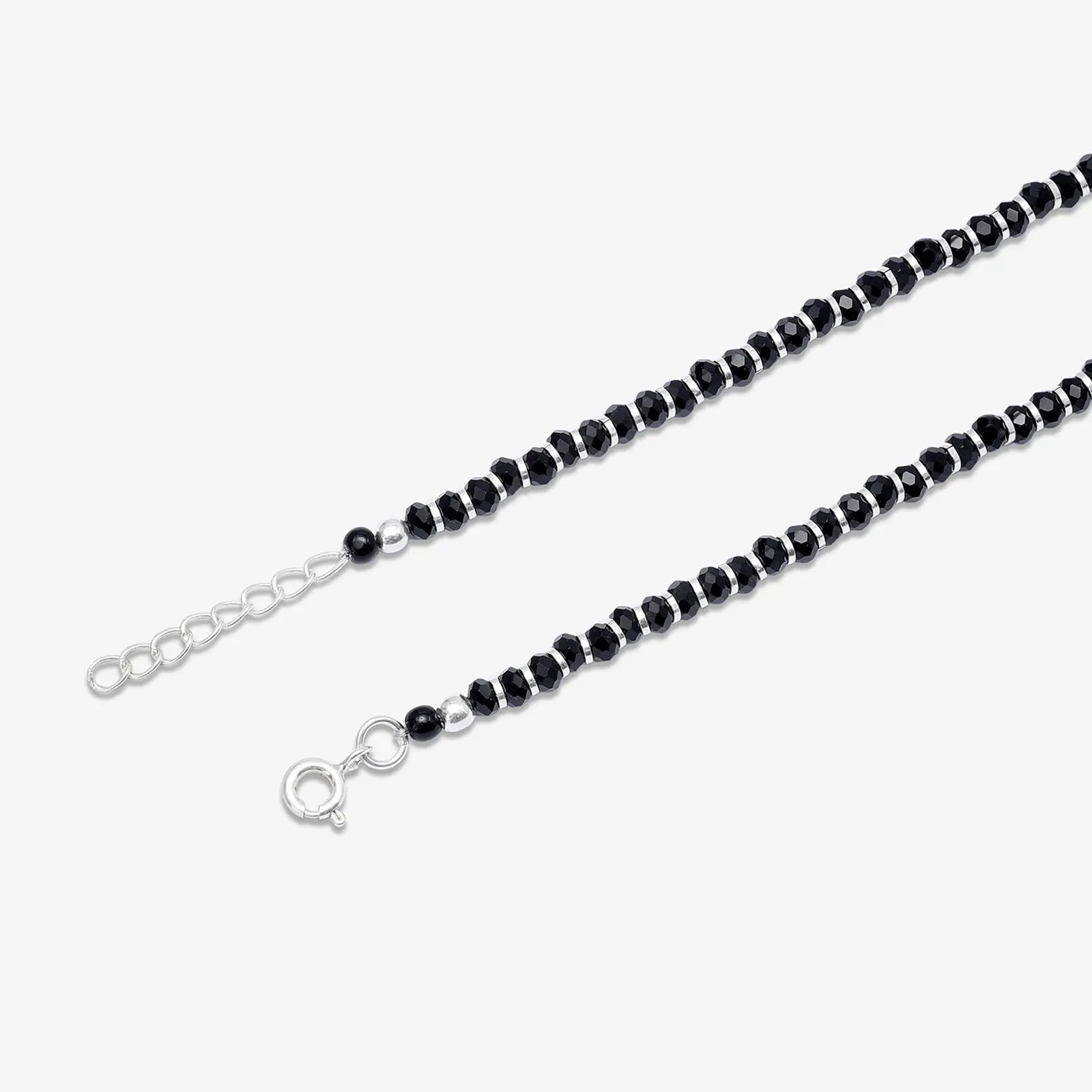 Pearl Charm & Red Black Beads Silver Anklet - Tweov Jewels