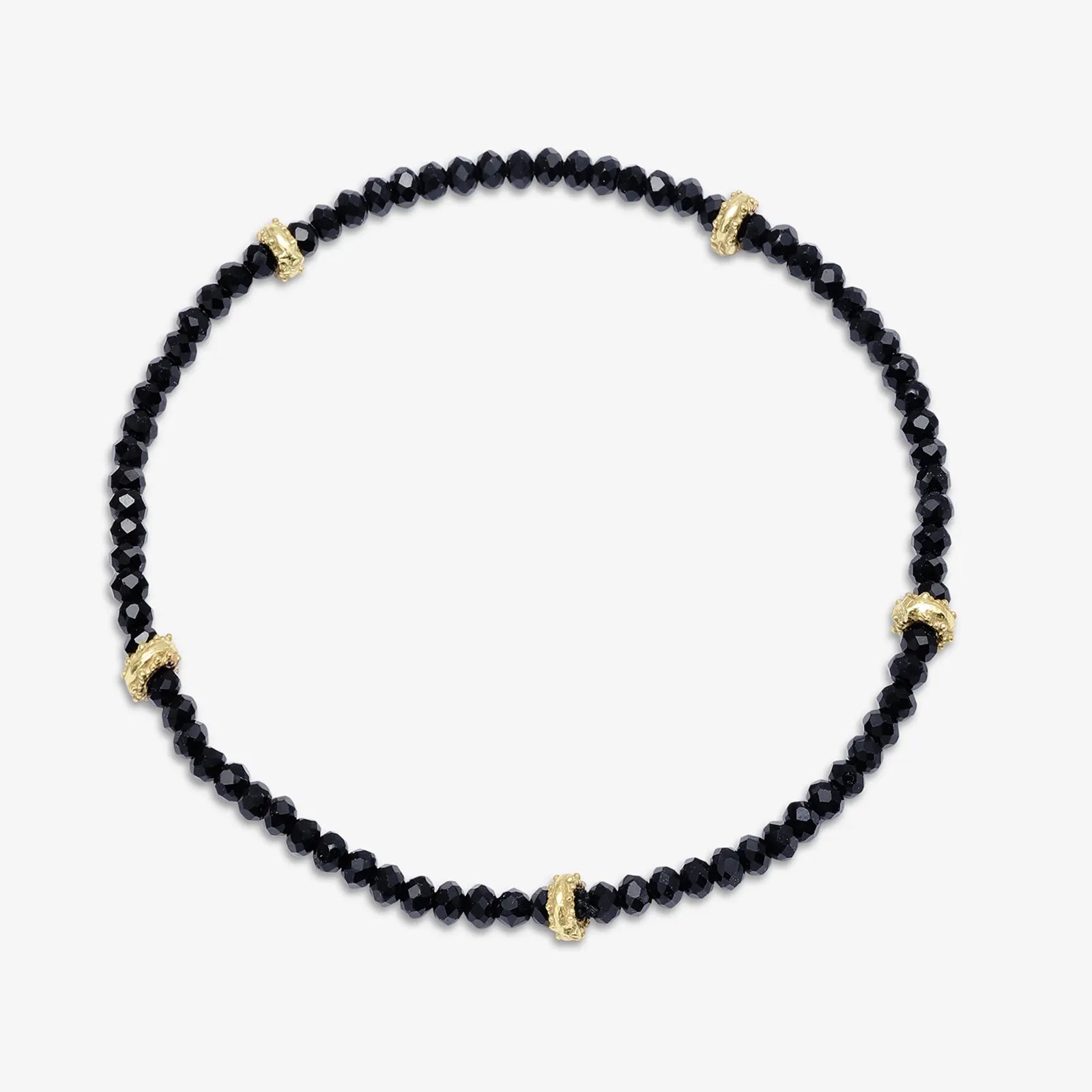 Golden & Black Beads Silver Anklet - Tweov Jewels