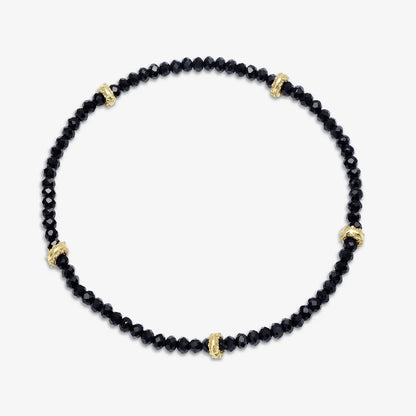 Golden & Black Beads Silver Anklet - Tweov Jewels