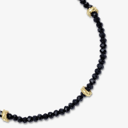 Golden & Black Beads Silver Anklet - Tweov Jewels