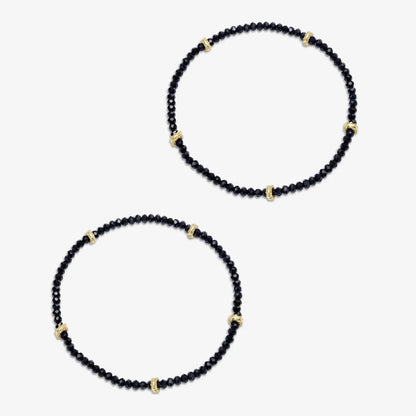 Golden & Black Beads Silver Anklet - Tweov Jewels