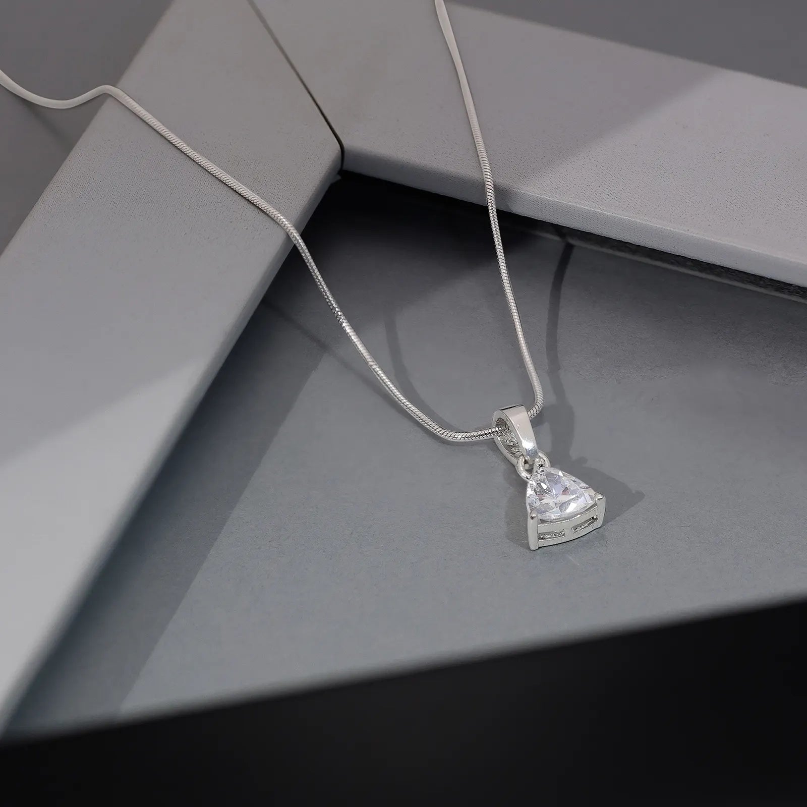 CZ Trillion Cut Pendant Chain for Women