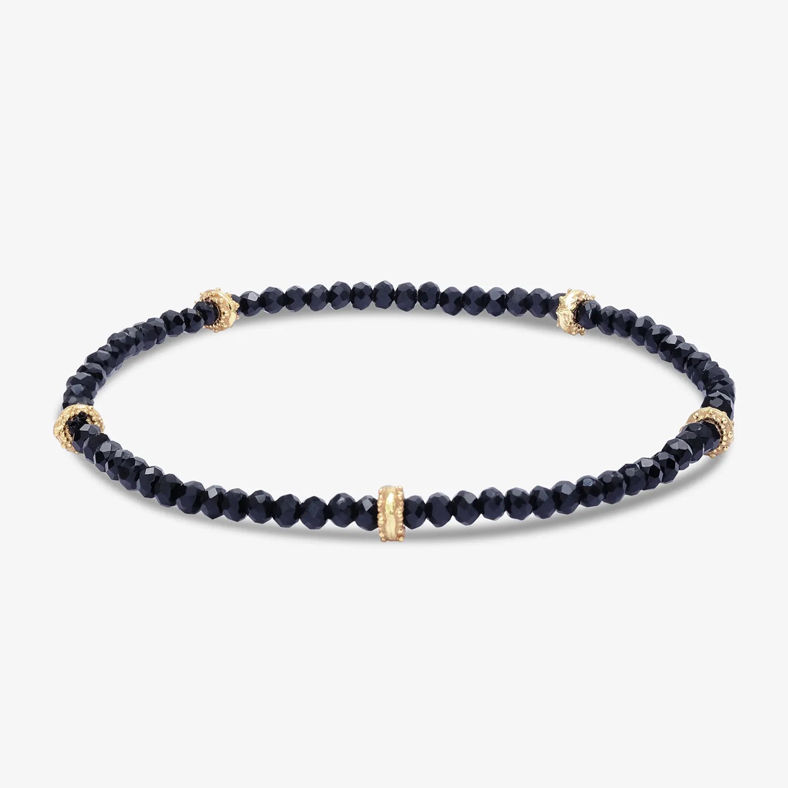 Golden & Black Beads Silver Anklet - Tweov Jewels