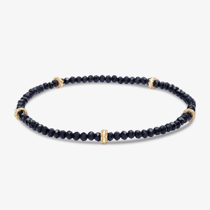 Golden & Black Beads Silver Anklet - Tweov Jewels