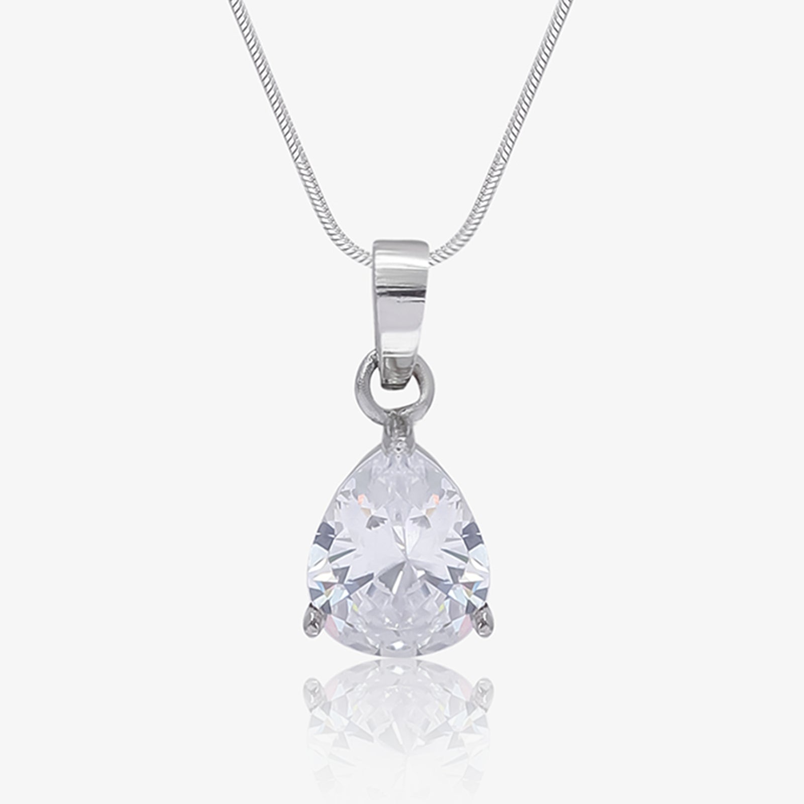CZ Teardrop Pendant Chain for Women