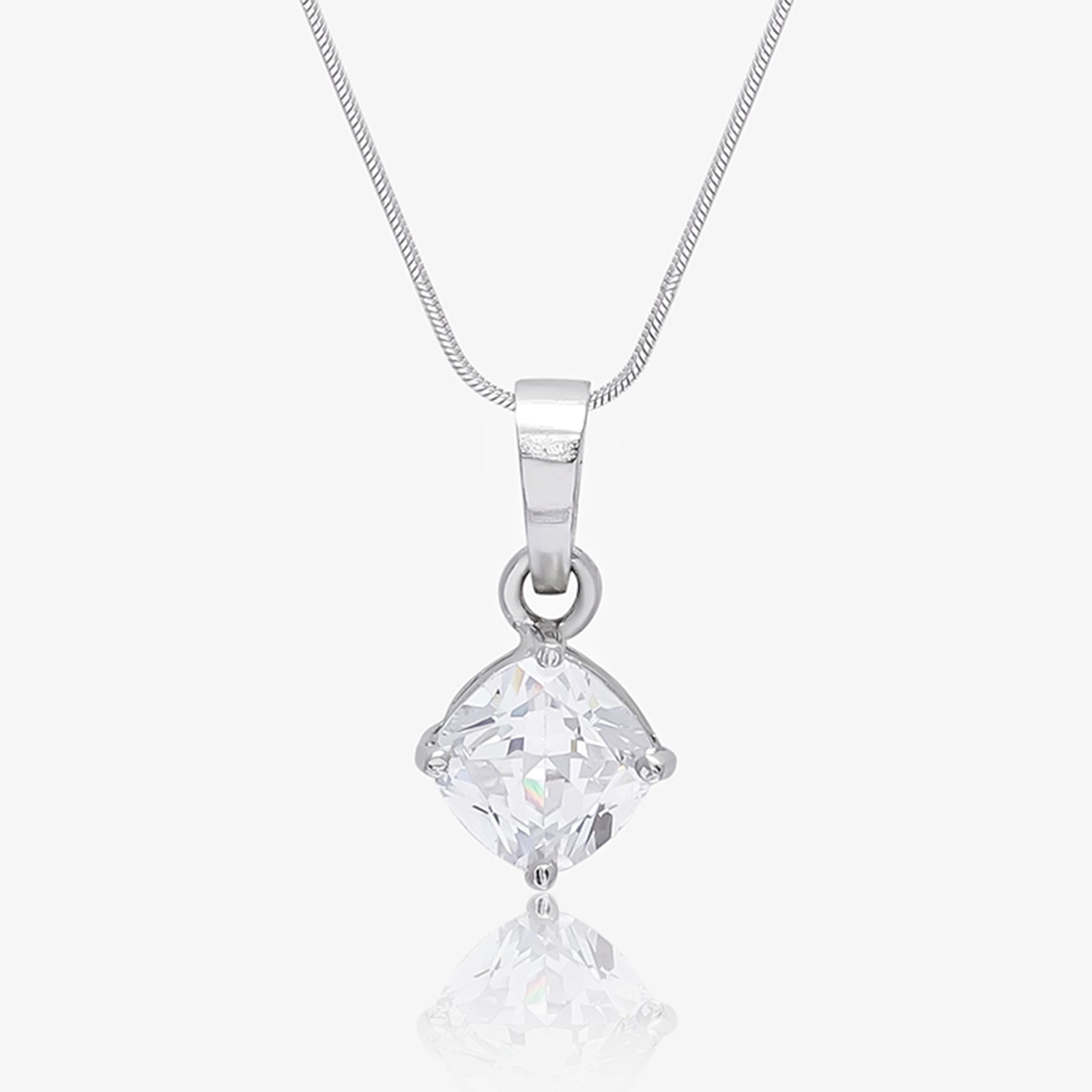 CZ Cushion Cut Pendant Chain for Women
