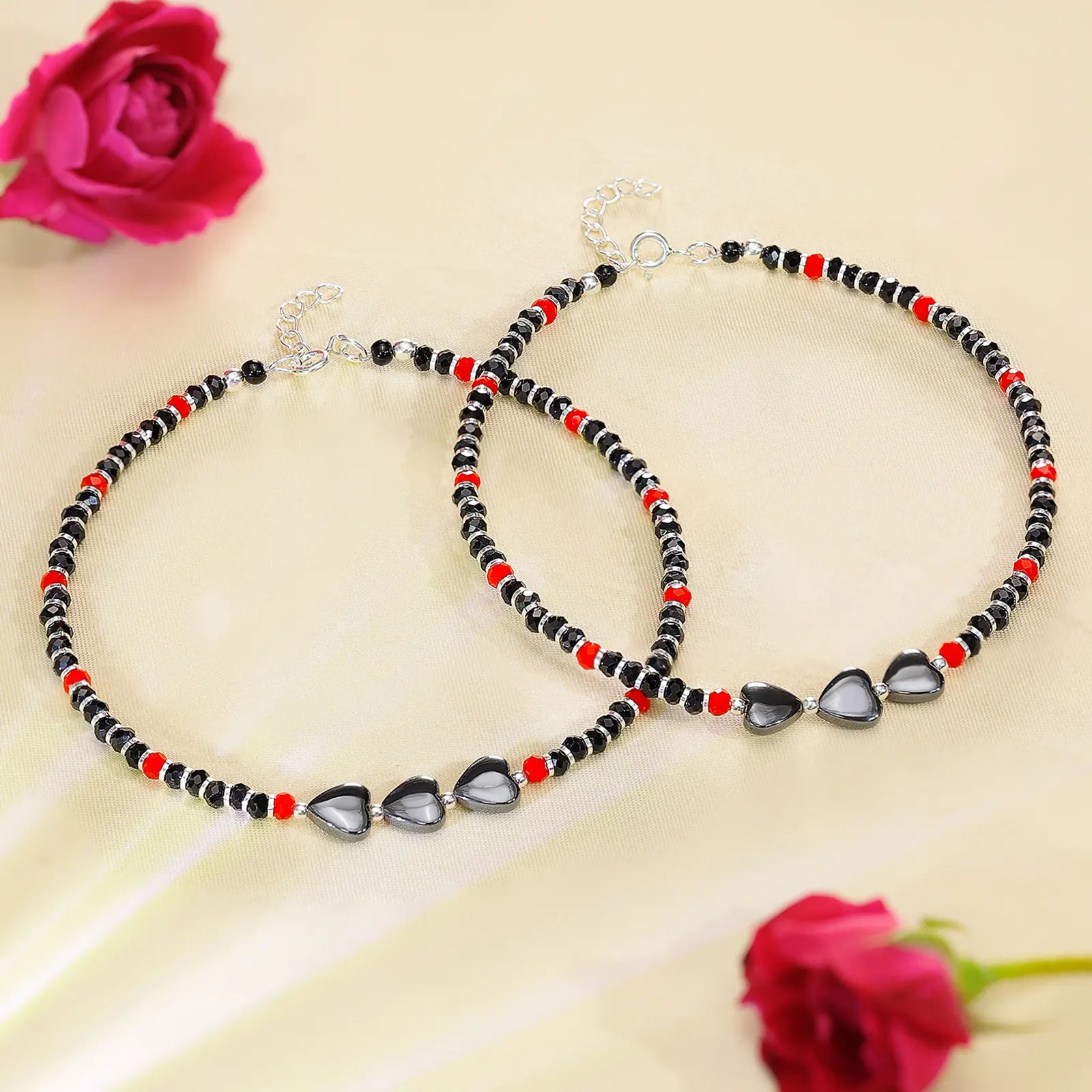 Triple Heart Silver Anklet - Tweov Jewels