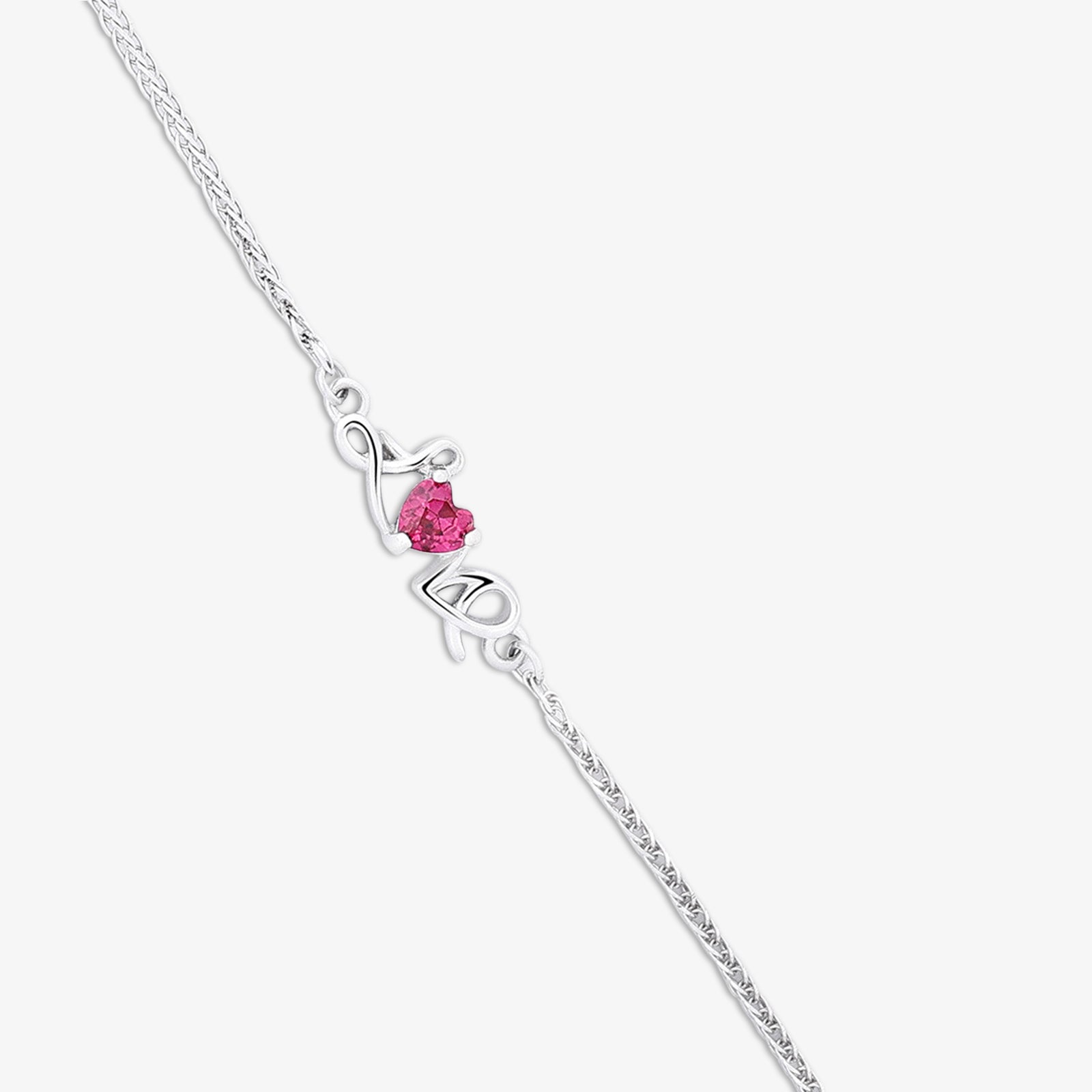 Love Red Heart Silver Chain Bracelet - Tweov Jewels