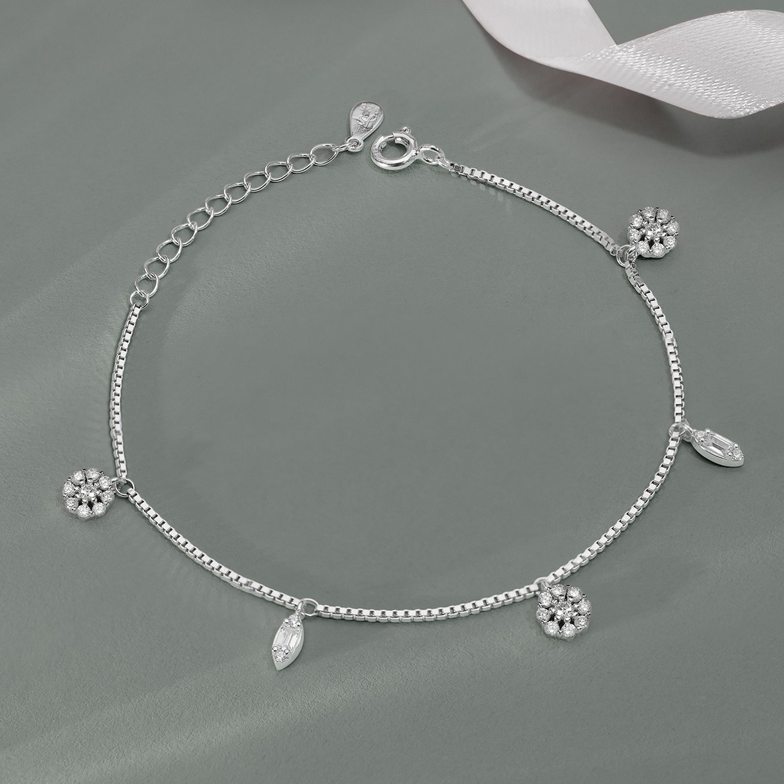 Silver Floral Leaf Bracelet